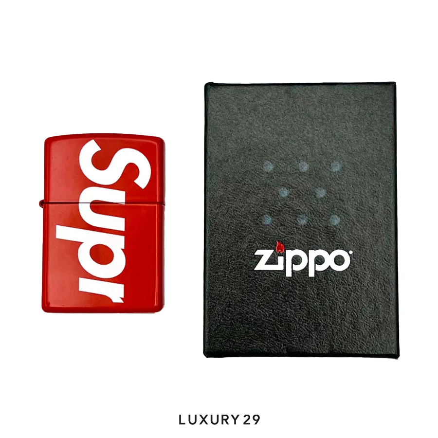 Supreme Logo Zippo Lighter Red SS21