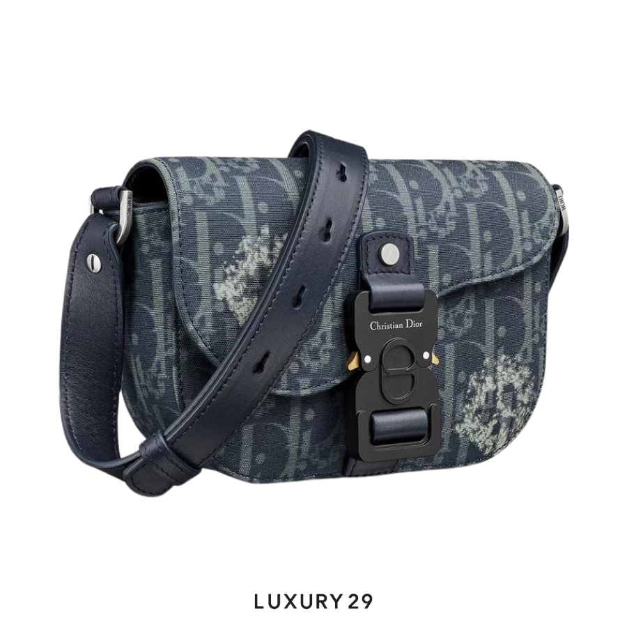 Dior TEARS SADDLE BAG Blue Dior Oblique and Peace Sign Dior