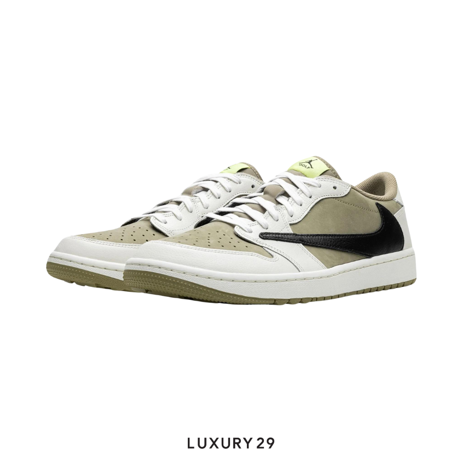 シューズ(男性用) AIR JORDAN1 RETRO LOW GOLF NEUTRAL OLIVE Jordan 1 Retro Low Golf Travis Scott Neutral Olive – Common Hype