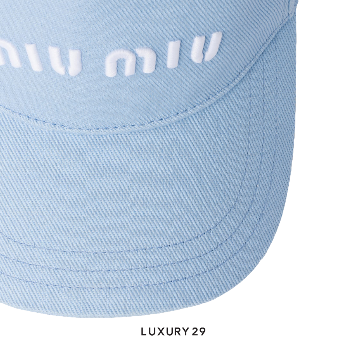 【関税・送料込み】Miu Miu Drill キャップ Miu Miu Drill baseball cap Sky Blue/White
