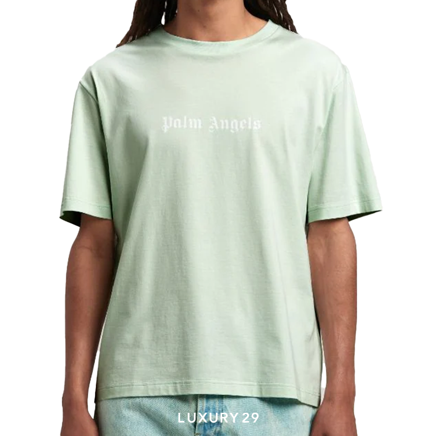 Tシャツ・カットソー PALM ANGELS Woman T-Shirt Mint PWAA051S24JER001 5110 Palm Angels T-shirt with printed logo | Women's Clothing