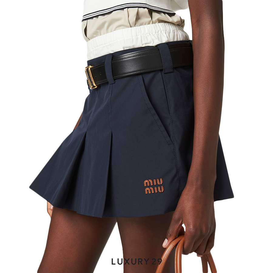 MiuMiu＊Panama cotton skirt コットンプリーツスカート＊送料込 Floral Jacquard Cotton Pleated