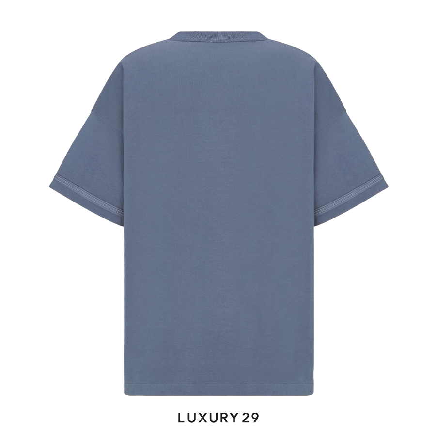 DIOR AND STONE ISLAND T-Shirt, Oversized Fit Blue Cotton Jersey DIOR AND STONE ISLAND T-Shirt, Oversized Fit Blue Cotton Jersey