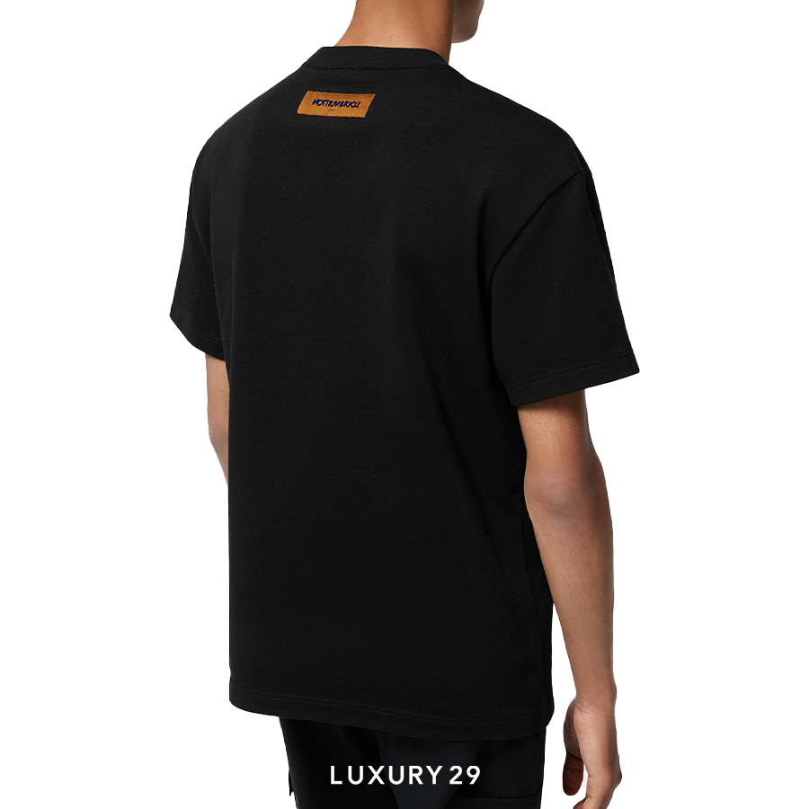 LOUIS VUITTON 黒 Tシャツ フラワーモチーフ刺繍 モノグラム フラワー エンブロイダリー ショートスリーブシャツ