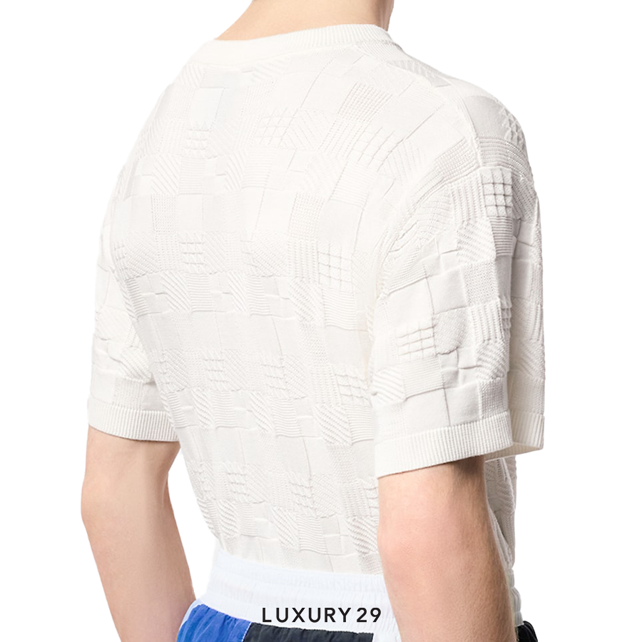 Damier Jacquard Short-Sleeved Cotton Crewneck ★関税込 louis-vuitton-jacquard-damier-