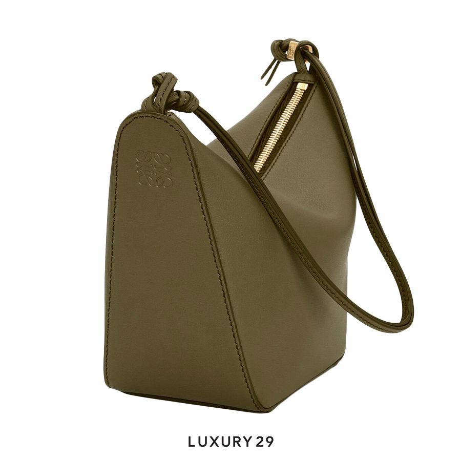 Loewe Mini Hammock Hobo Bag in Classic Calfskin Dark Khaki Green