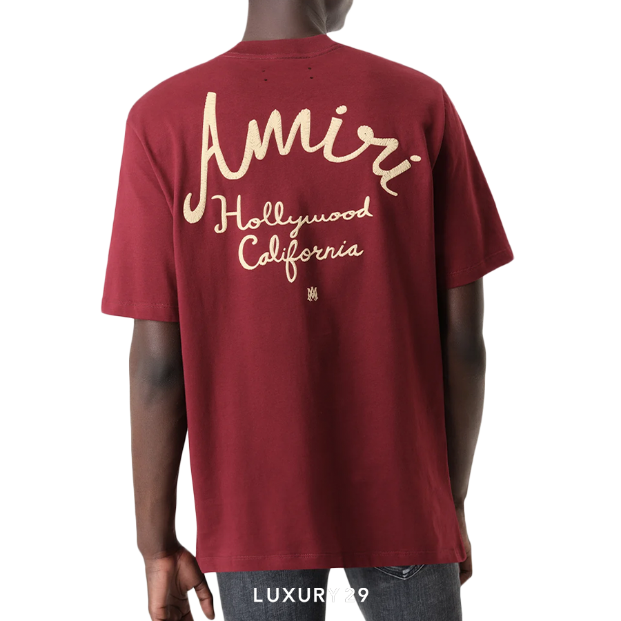 Amiri Hollywood Tee Burgundy